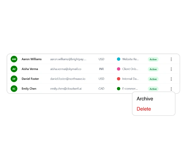 Archive client in Punchly Clients