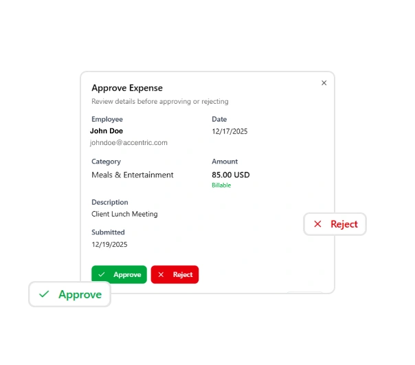 Approve expenses in Punchly Approval